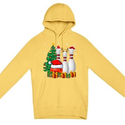 Bowling Sport Lover Xmas Tree Santa Bowling Christmas Gift Premium Pullover Hoodie