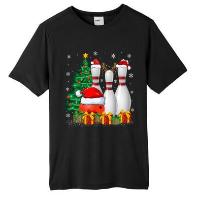 Bowling Sport Lover Xmas Tree Santa Bowling Christmas Gift Tall Fusion ChromaSoft Performance T-Shirt