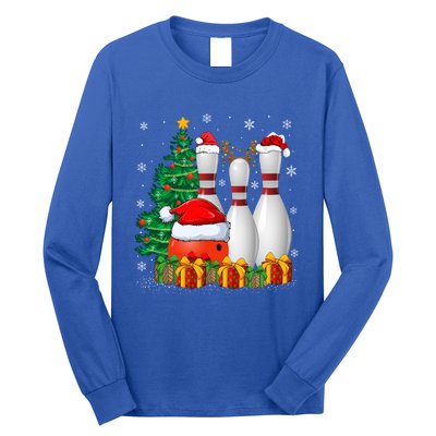 Bowling Sport Lover Xmas Tree Santa Bowling Christmas Gift Long Sleeve Shirt