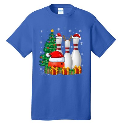 Bowling Sport Lover Xmas Tree Santa Bowling Christmas Gift Tall T-Shirt