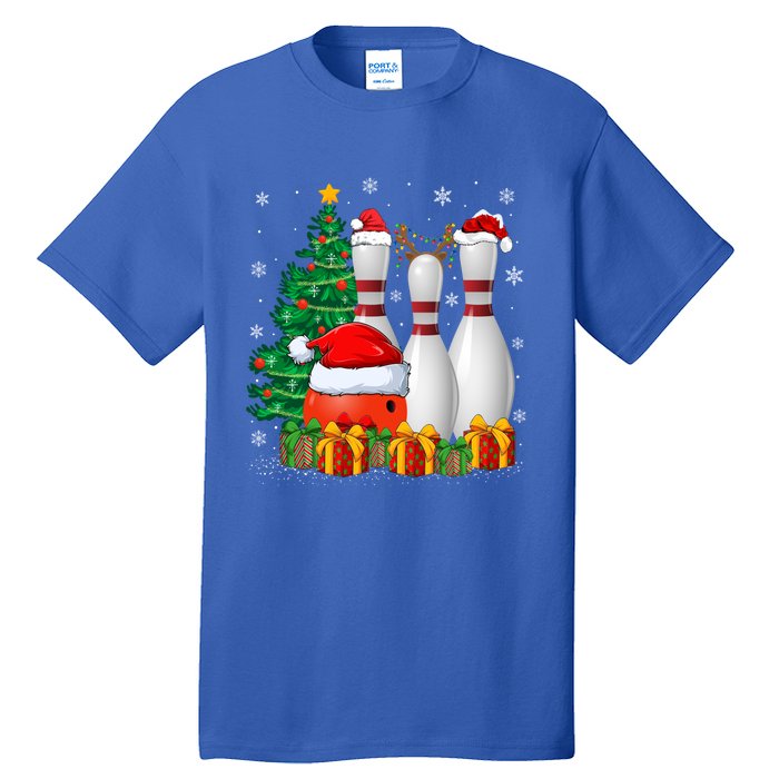 Bowling Sport Lover Xmas Tree Santa Bowling Christmas Gift Tall T-Shirt