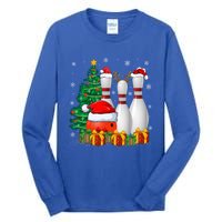 Bowling Sport Lover Xmas Tree Santa Bowling Christmas Gift Tall Long Sleeve T-Shirt