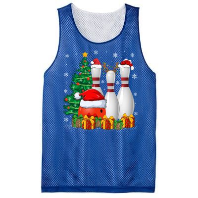 Bowling Sport Lover Xmas Tree Santa Bowling Christmas Gift Mesh Reversible Basketball Jersey Tank