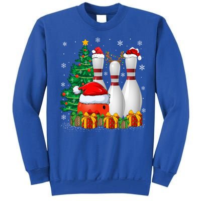 Bowling Sport Lover Xmas Tree Santa Bowling Christmas Gift Tall Sweatshirt