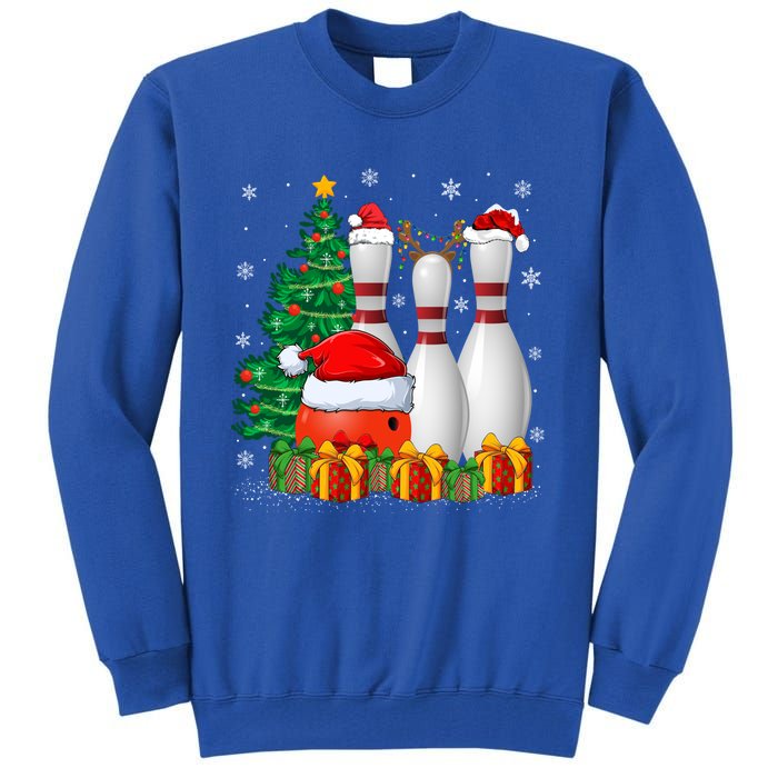 Bowling Sport Lover Xmas Tree Santa Bowling Christmas Gift Tall Sweatshirt