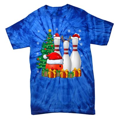 Bowling Sport Lover Xmas Tree Santa Bowling Christmas Gift Tie-Dye T-Shirt