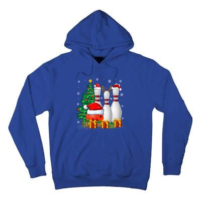 Bowling Sport Lover Xmas Tree Santa Bowling Christmas Gift Tall Hoodie