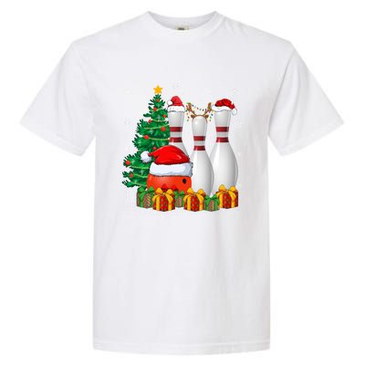 Bowling Sport Lover Xmas Tree Santa Bowling Christmas Gift Garment-Dyed Heavyweight T-Shirt