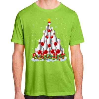 Bowling Sports Lover Xmas Tree Santa Christmas Bowling Gift Adult ChromaSoft Performance T-Shirt