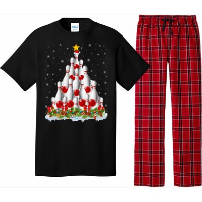 Bowling Sports Lover Xmas Tree Santa Christmas Bowling Gift Pajama Set