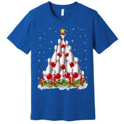 Bowling Sports Lover Xmas Tree Santa Christmas Bowling Gift Premium T-Shirt