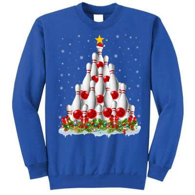 Bowling Sports Lover Xmas Tree Santa Christmas Bowling Gift Tall Sweatshirt