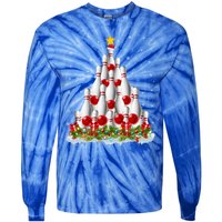 Bowling Sports Lover Xmas Tree Santa Christmas Bowling Gift Tie-Dye Long Sleeve Shirt