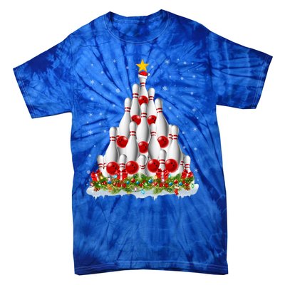 Bowling Sports Lover Xmas Tree Santa Christmas Bowling Gift Tie-Dye T-Shirt