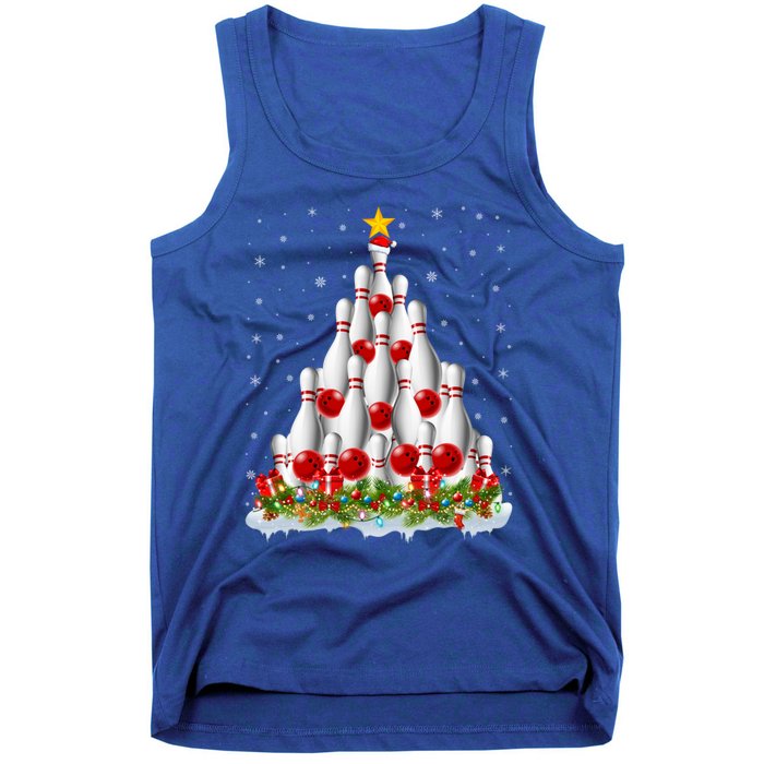 Bowling Sports Lover Xmas Tree Santa Christmas Bowling Gift Tank Top