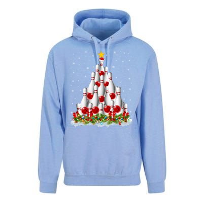 Bowling Sports Lover Xmas Tree Santa Christmas Bowling Gift Unisex Surf Hoodie