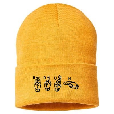 Bruh Sign Language Sustainable Knit Beanie