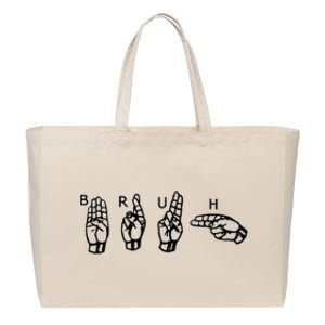 Bruh Sign Language Cotton Canvas Jumbo Tote