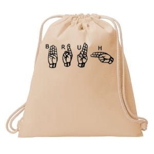 Bruh Sign Language Drawstring Bag