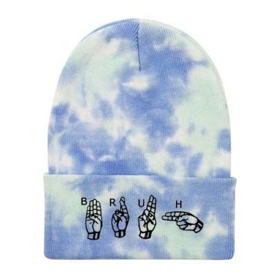 Bruh Sign Language Tie Dye 12in Knit Beanie