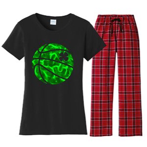 Basketball Shamrock Lucky Clover Irish St PatrickS Day Women's Flannel Pajama Set