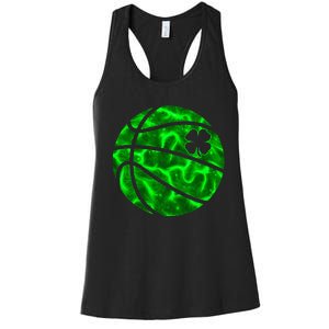 Basketball Shamrock Lucky Clover Irish St PatrickS Day Women's Racerback Tank