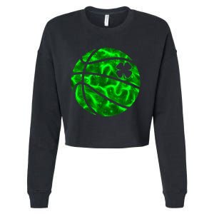 Basketball Shamrock Lucky Clover Irish St PatrickS Day Cropped Pullover Crew