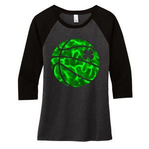 Basketball Shamrock Lucky Clover Irish St PatrickS Day Women's Tri-Blend 3/4-Sleeve Raglan Shirt