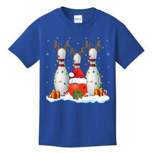 Bowling Sport Lover Xmas Lights Santa Bowling Christmas Gift Kids T-Shirt