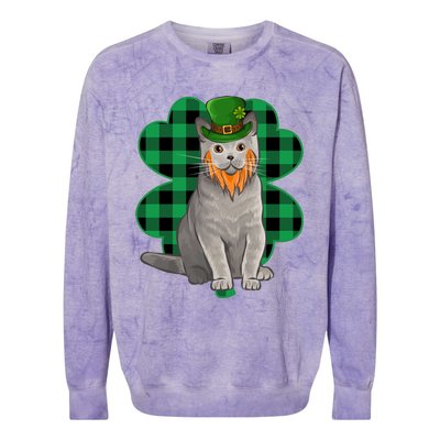 British Shorthair Leprechaun St Patricks Day Lucky Clover Great Gift Colorblast Crewneck Sweatshirt