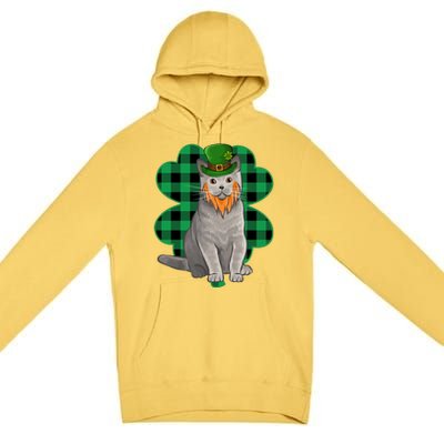 British Shorthair Leprechaun St Patricks Day Lucky Clover Great Gift Premium Pullover Hoodie