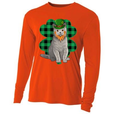 British Shorthair Leprechaun St Patricks Day Lucky Clover Great Gift Cooling Performance Long Sleeve Crew