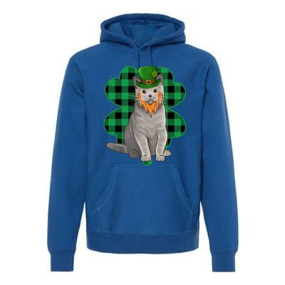 British Shorthair Leprechaun St Patricks Day Lucky Clover Great Gift Premium Hoodie