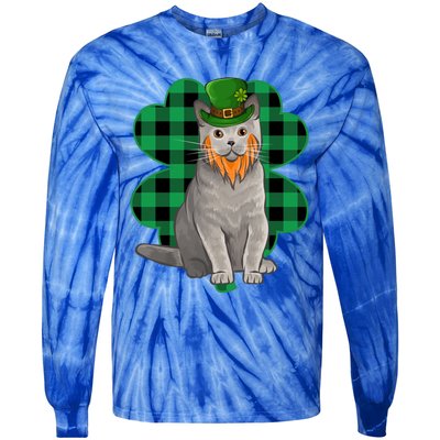 British Shorthair Leprechaun St Patricks Day Lucky Clover Great Gift Tie-Dye Long Sleeve Shirt