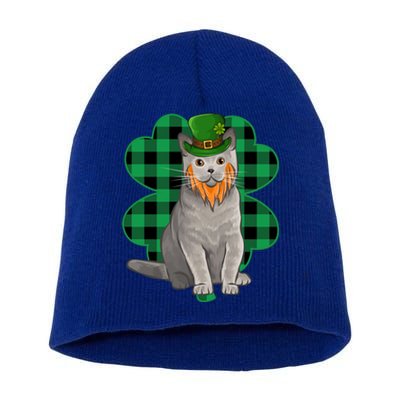 British Shorthair Leprechaun St Patricks Day Lucky Clover Great Gift Short Acrylic Beanie