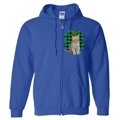 British Shorthair Leprechaun St Patricks Day Lucky Clover Great Gift Full Zip Hoodie