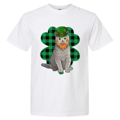 British Shorthair Leprechaun St Patricks Day Lucky Clover Great Gift Garment-Dyed Heavyweight T-Shirt