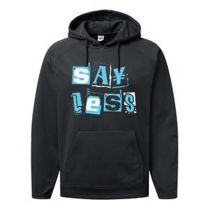 Blue Say Less Blue Color Graphic Performance Fleece Hoodie