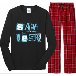 Blue Say Less Blue Color Graphic Long Sleeve Pajama Set