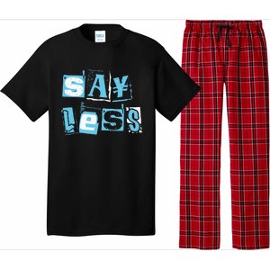 Blue Say Less Blue Color Graphic Pajama Set