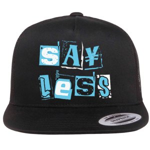 Blue Say Less Blue Color Graphic Flat Bill Trucker Hat