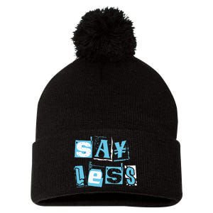 Blue Say Less Blue Color Graphic Pom Pom 12in Knit Beanie