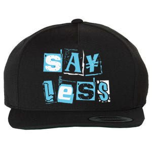 Blue Say Less Blue Color Graphic Wool Snapback Cap