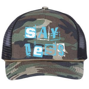 Blue Say Less Blue Color Graphic Retro Rope Trucker Hat Cap