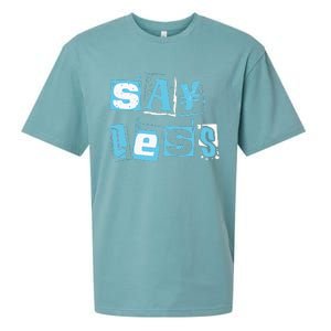 Blue Say Less Blue Color Graphic Sueded Cloud Jersey T-Shirt