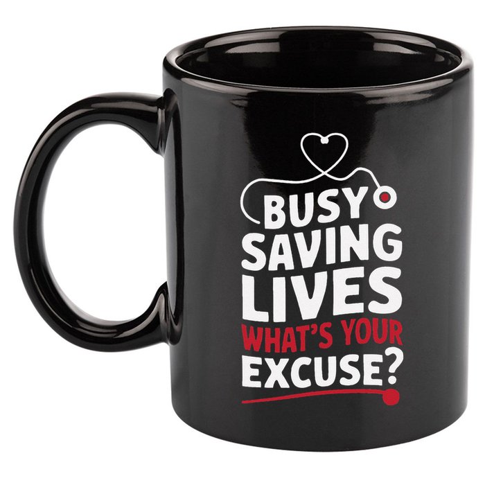 Busy Saving Lives What’S Your Excuse Icu Nurse 11oz C Handle Ceramic Mug