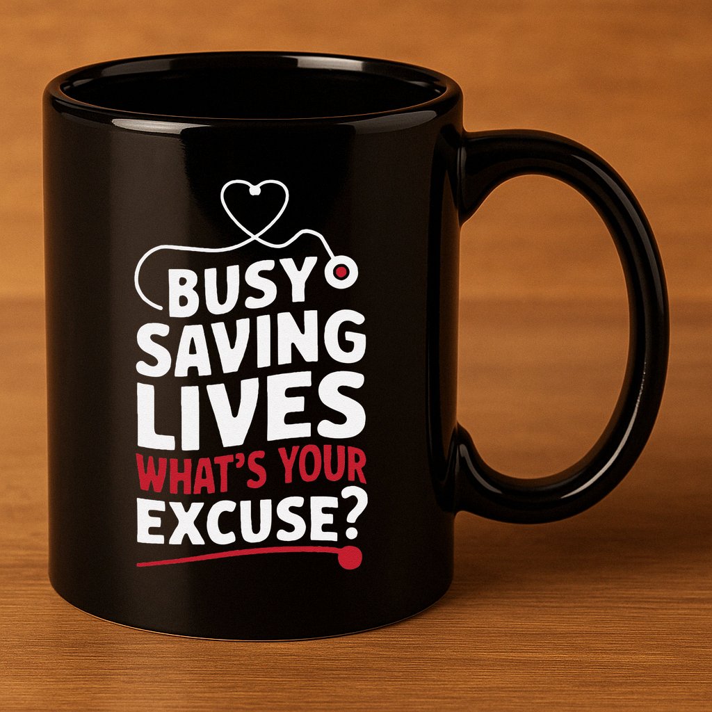 Busy Saving Lives What’S Your Excuse Icu Nurse 11oz C Handle Ceramic Mug