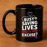 Busy Saving Lives What’S Your Excuse Icu Nurse 11oz C Handle Ceramic Mug