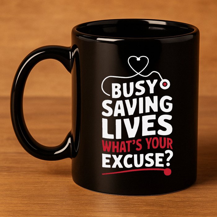 Busy Saving Lives What’S Your Excuse Icu Nurse 11oz C Handle Ceramic Mug