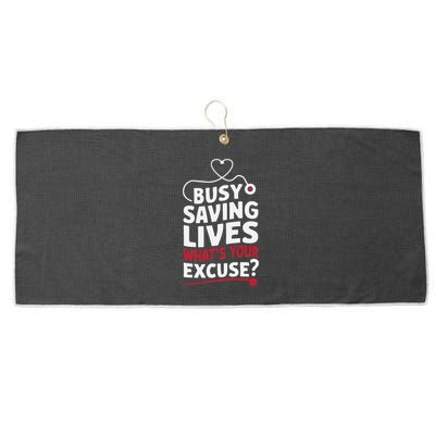 Busy Saving Lives What’S Your Excuse Icu Nurse Large Microfiber Waffle Golf Towel